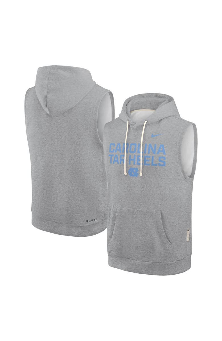 Jordan Brand Men's Jordan Brand Heather Gray North Carolina Tar Heels 2025 Sideline Performance Sleeveless Pullover Hoodie, Main, color, 