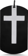 STEELTIME Men's Two-Tone Black Stainless Steel Cross Dog Tag Pendant