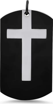 STEELTIME Men's Two Tone Cross Dog Tag Pendant Necklace