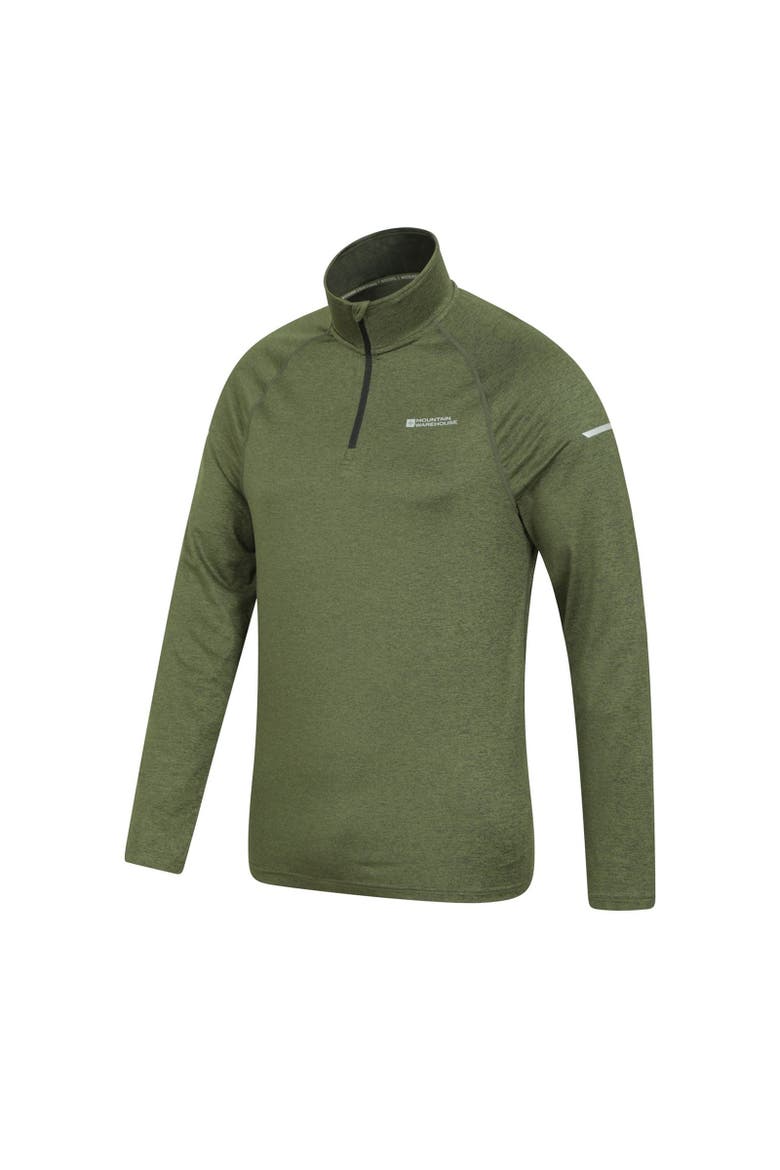 Mens Echo Melange Recycled Half Zip Midlayer Top, Alternate, color, Green