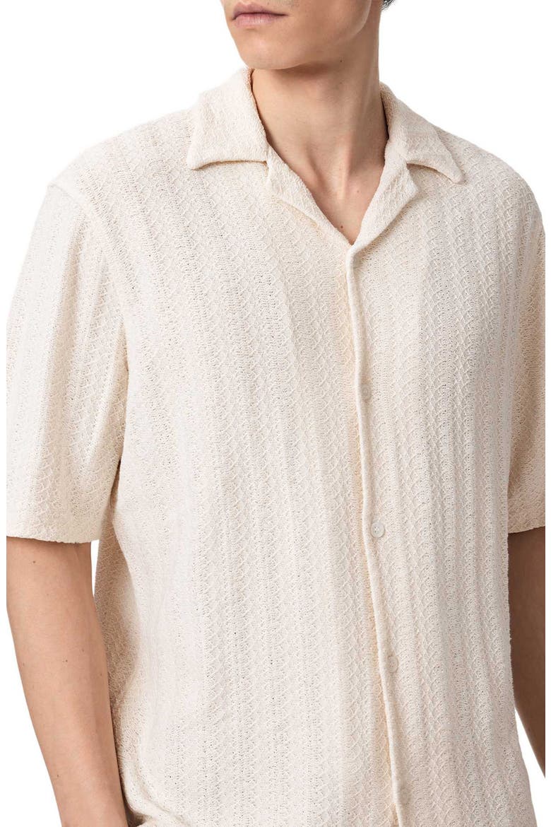 Trace Textured Cotton Camp Shirt, Alternate, color, SWAN WHITE