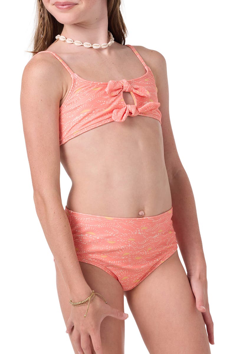 O'Neill Kids' Sunshine Hanky Two-Piece Swimsuit, Alternate, color, Fusion Coral