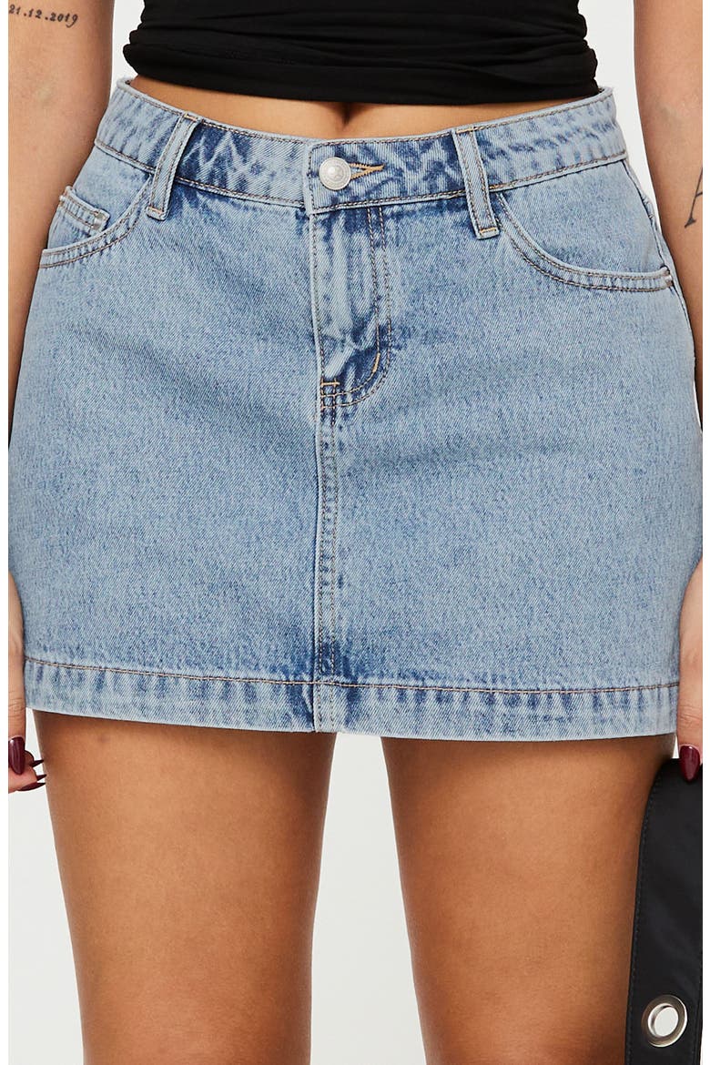 Nickei Denim Miniskirt, Alternate, color, BLUE