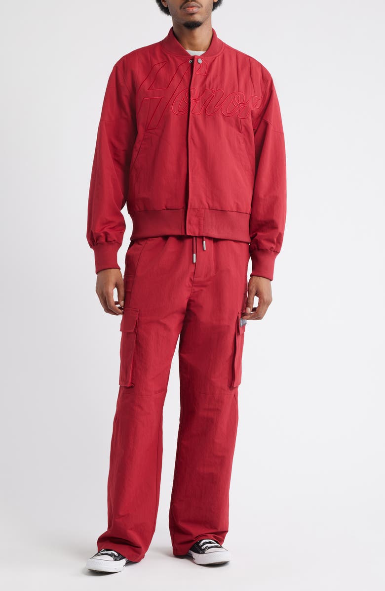 HONOR THE GIFT Logo Embroidery Bomber Jacket, Alternate, color, Plum