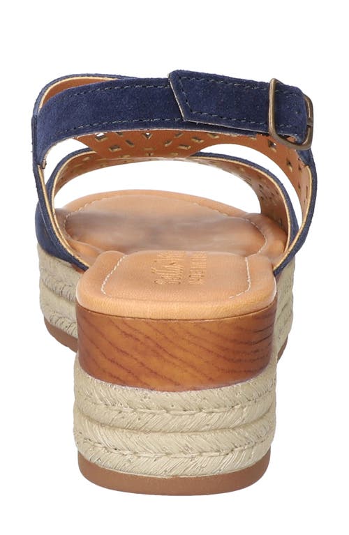 Bella Vita Ann-italy Perforated Wedge Sandal In Navy Suede Leather