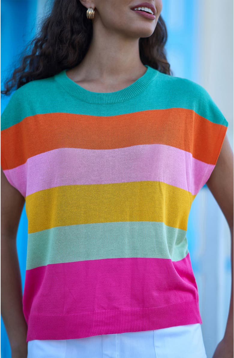 Yumi Block Stripe Relaxed Knitted Top, Alternate, color, Multi