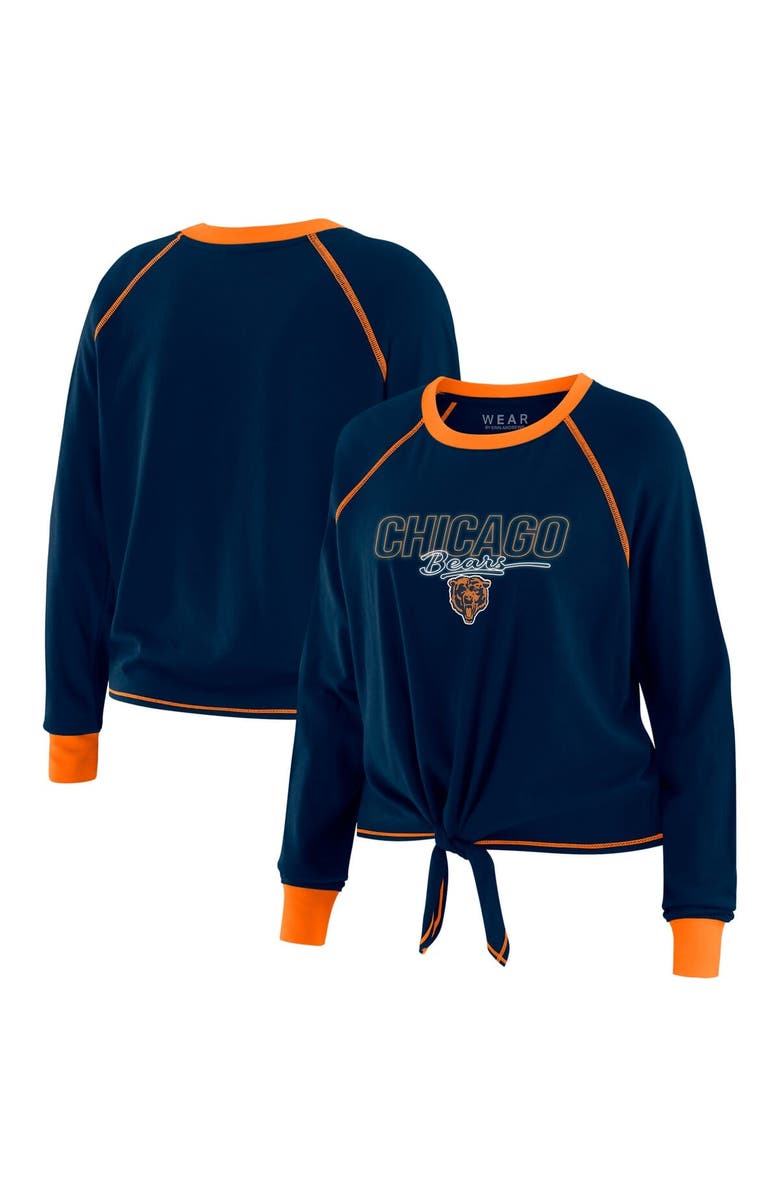 WEAR by Erin Andrews Women's WEAR by Erin Andrews Navy Chicago Bears Tie-Front Long Sleeve T-Shirt, Main, color, Navy
