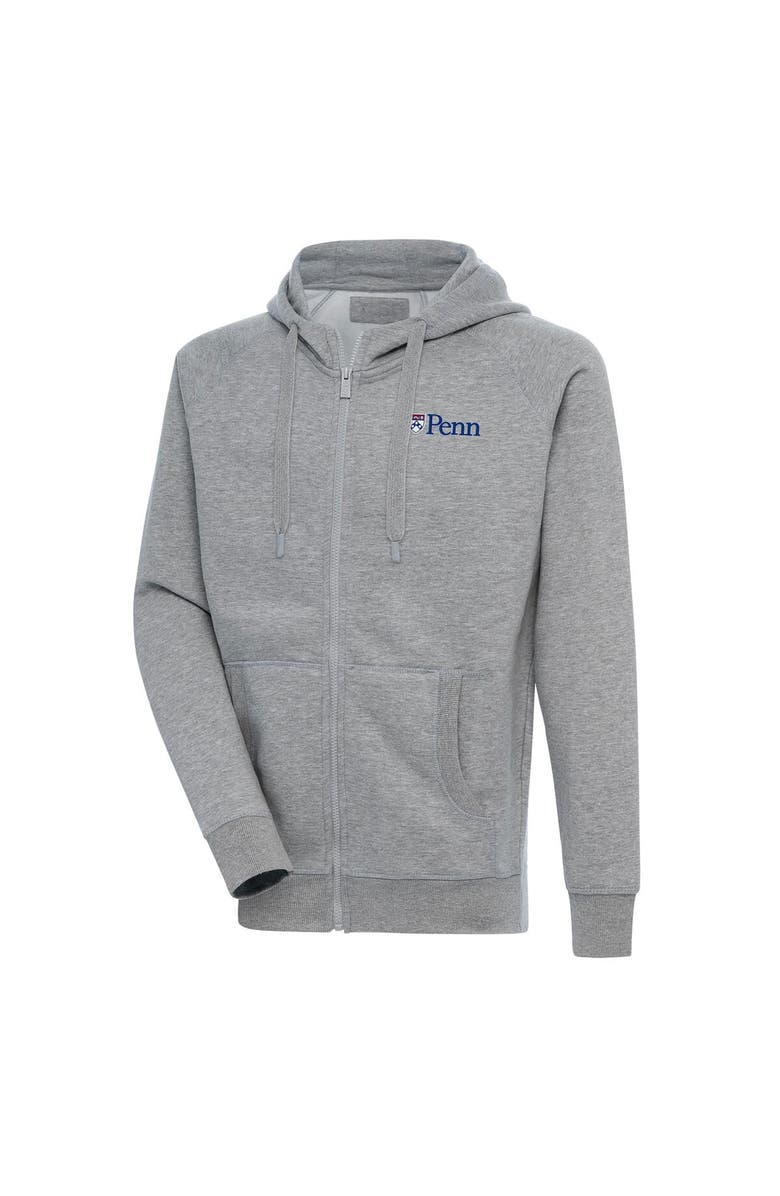 ANTIGUA Men's Antigua Heather Gray Pennsylvania Quakers Victory Full-Zip Hoodie, Alternate, color, Heather Gray