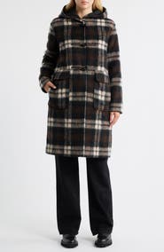 Bernardo Plaid Toggle Coat