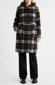 Bernardo Plaid Toggle Coat