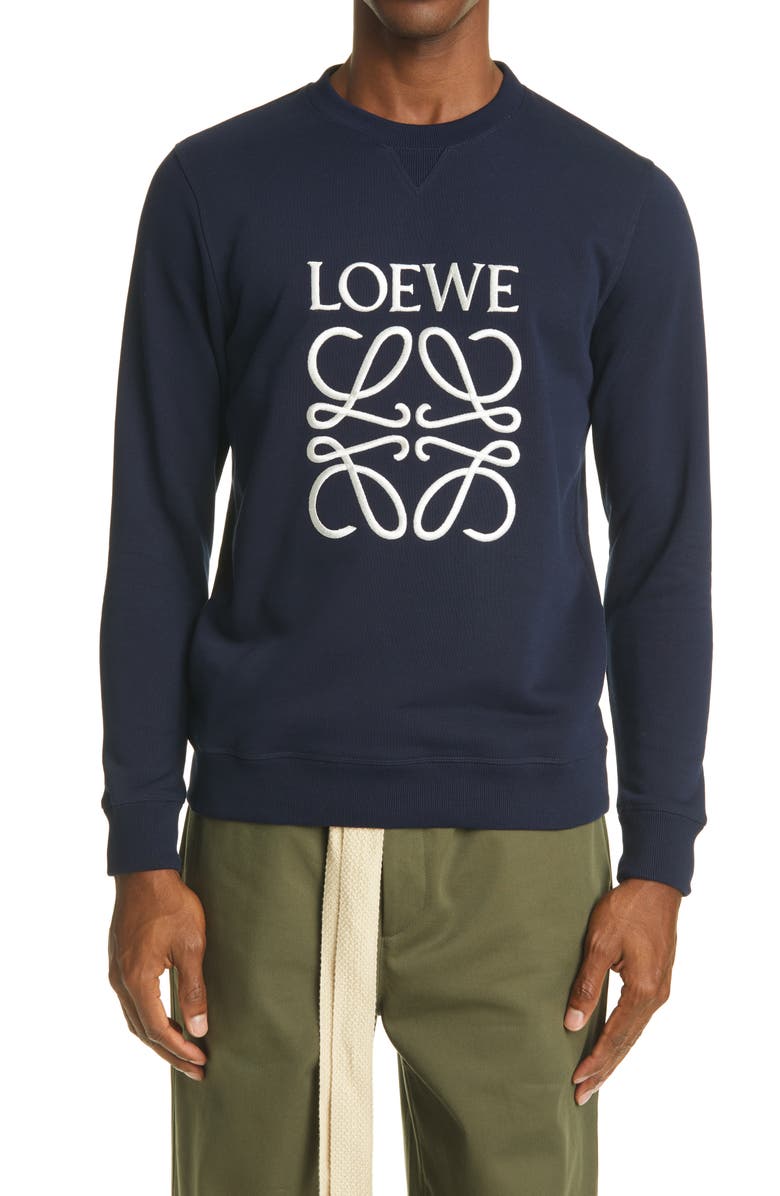 Loewe Embroidered Anagram Logo Cotton Sweatshirt, Main, color, 