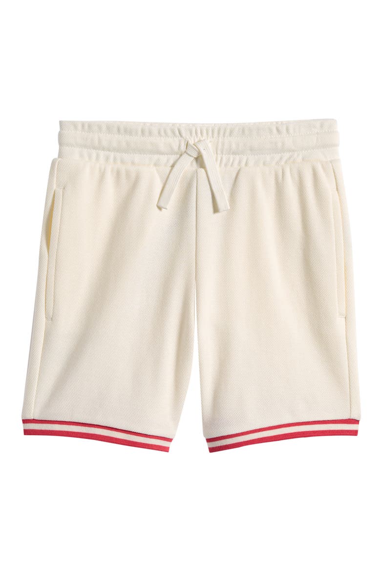 Kids' Organic Cotton Double Knit Mesh Shorts, Main, color, OFF WHITE
