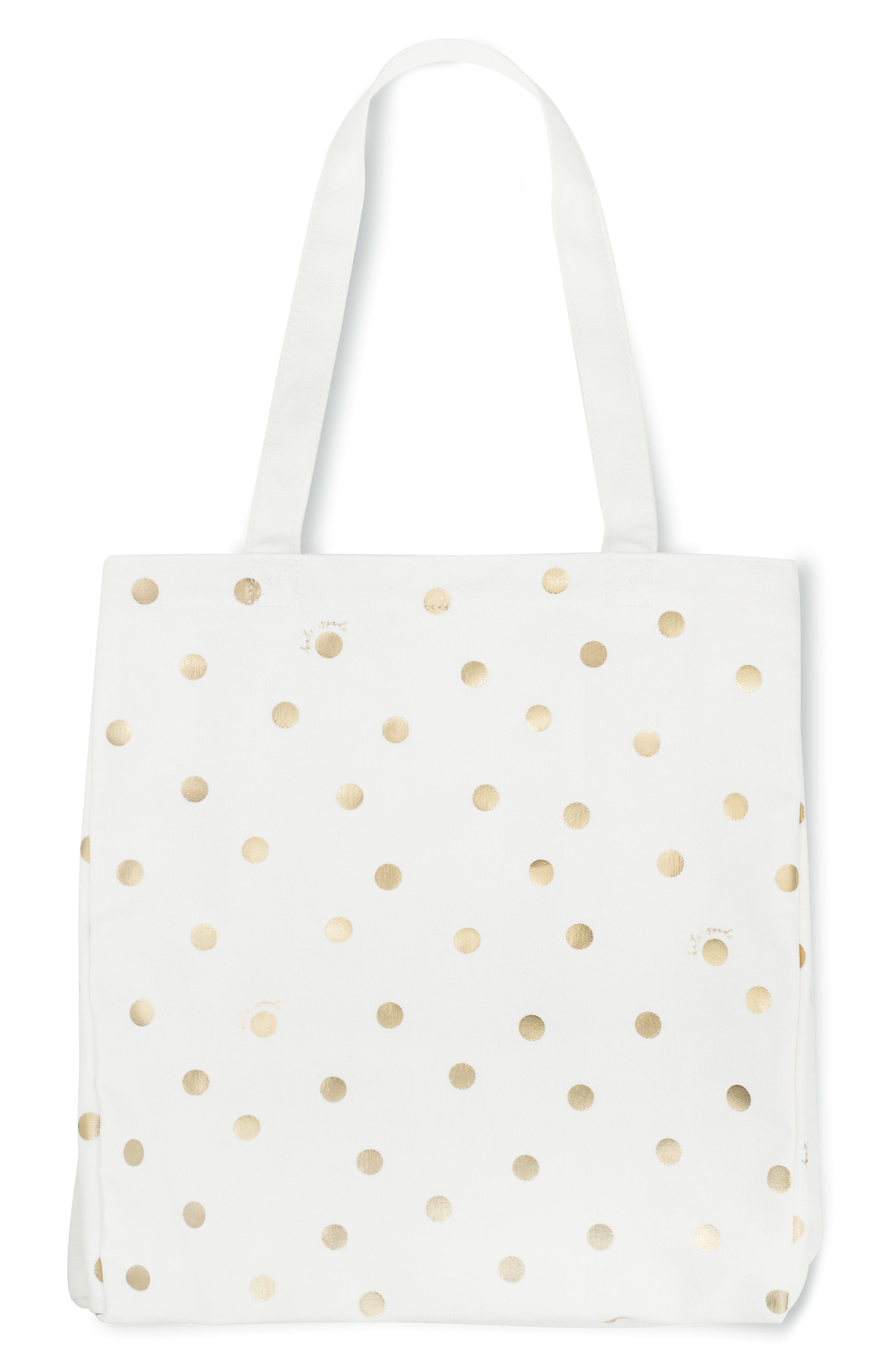 gold dot canvas book tote, Main, color, GOLD