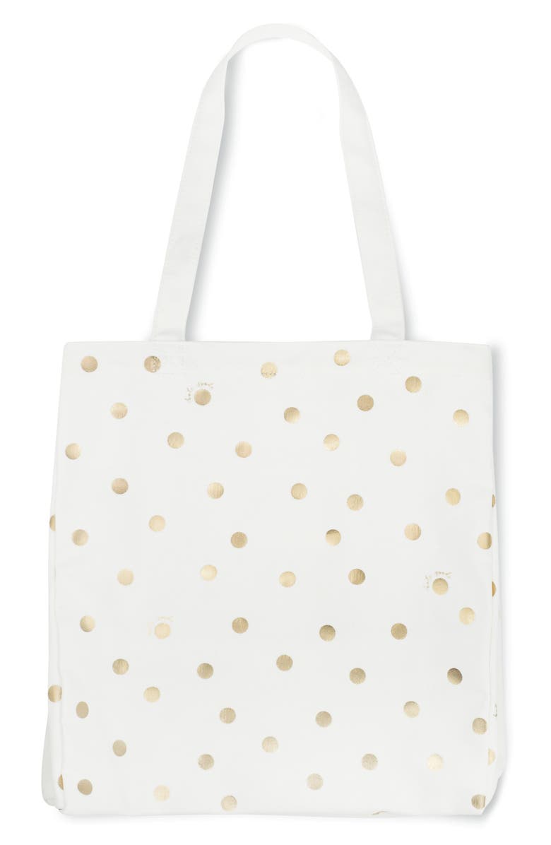 Kate Spade New York gold dot canvas book tote, Main, color, 