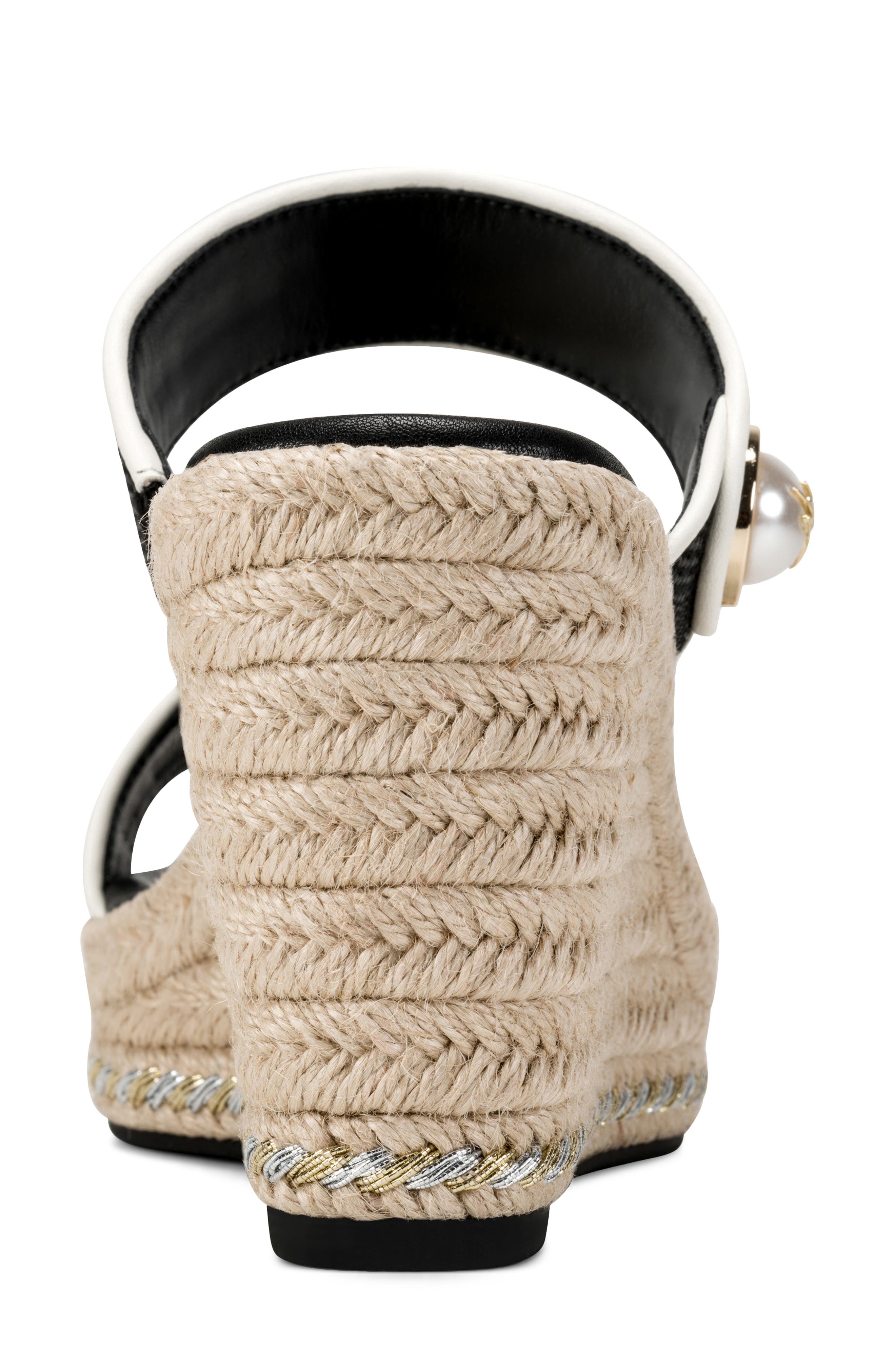 KARL LAGERFELD PARIS Carsen Double Band Espadrille Sandal, Alternate, color, Black/ Cream