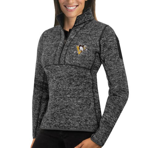 Women's Antigua Charcoal Pittsburgh Penguins Fortune 1/2-Zip Pullover Sweater
