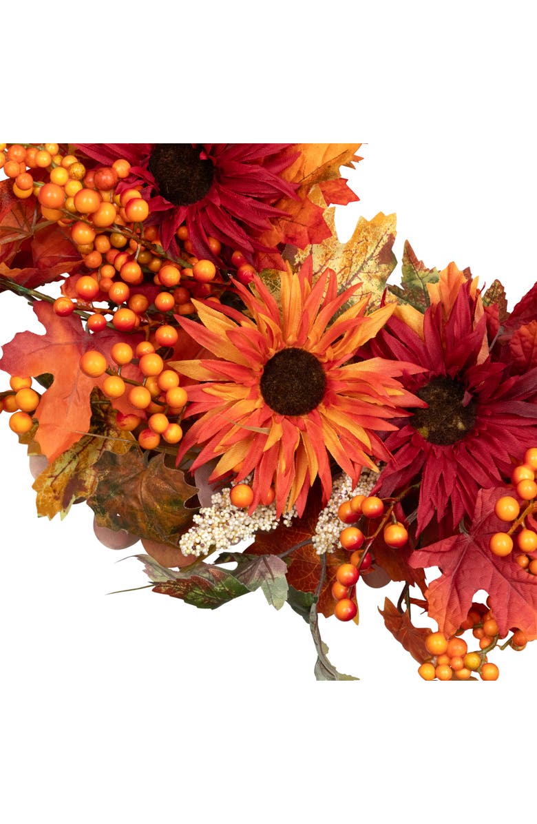Northlight Mums and Berries with Fiery Foliage Fall Harvest Wreath - 24", Alternate, color,