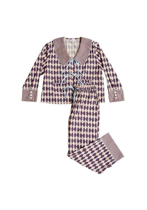 Cotton Harlequin Collar Pajamas