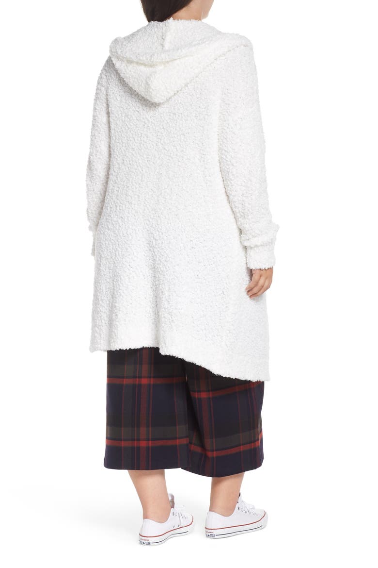 Plush Hooded Cardigan, Alternate, color, IVORY