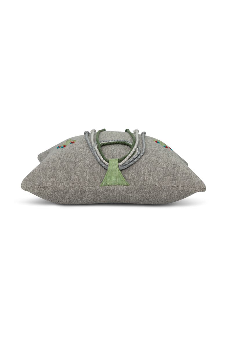 Desert Bloom Hand Appliqued & Knotted Indoor & Outdoor Woven Accent Pillow, Alternate, color, Multi