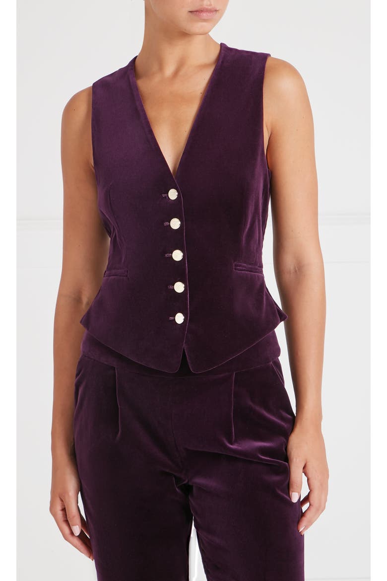 Clove Velvet Waistcoat, Main, color, Dark Amethyst
