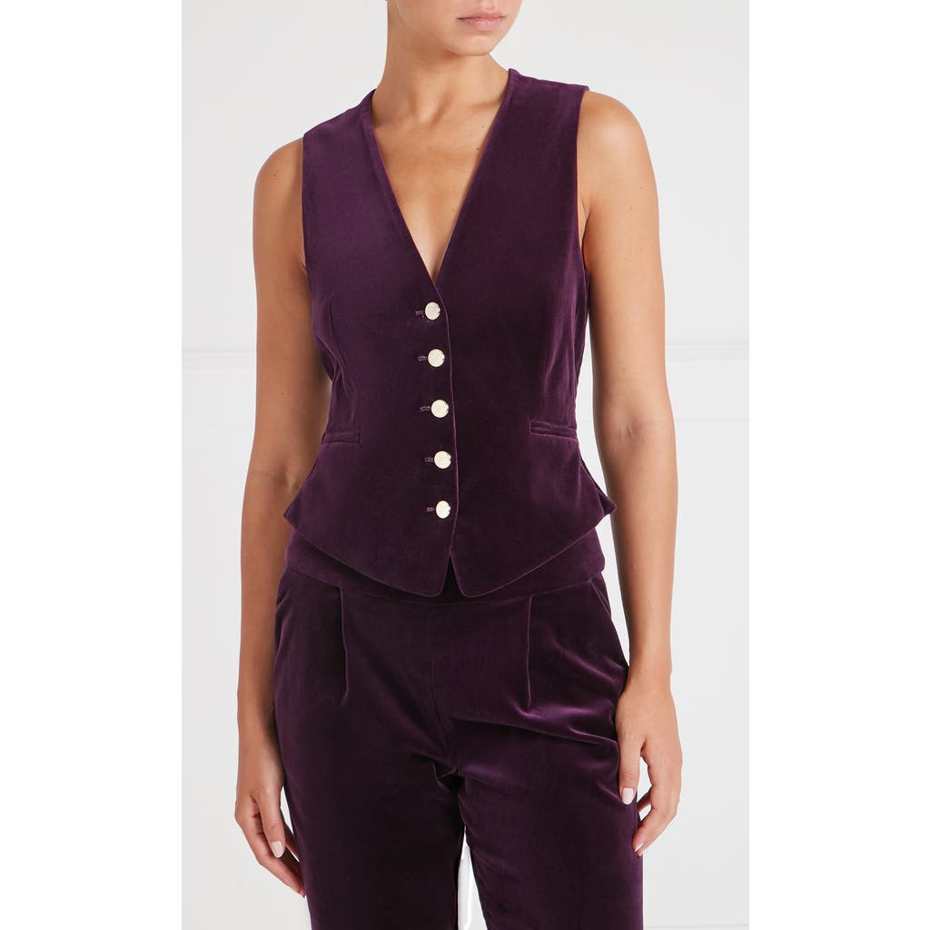 Temperley London Clove Velvet Waistcoat in Dark Amethyst at Nordstrom, Size 4
