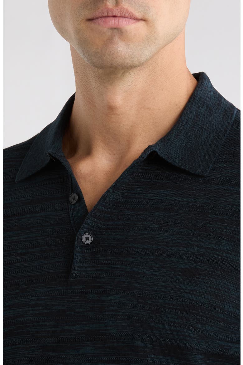 Hughs Long Sleeve Marl Stitch Polo, Alternate, color, OILED BLUE