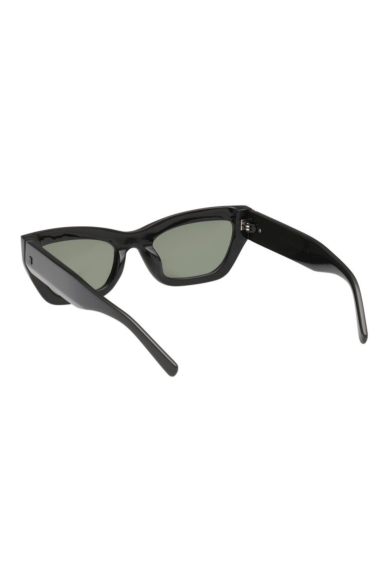 52mm Cat Eye Sunglasses, Alternate, color, SHINY BLACK / DARK GREEN LENS