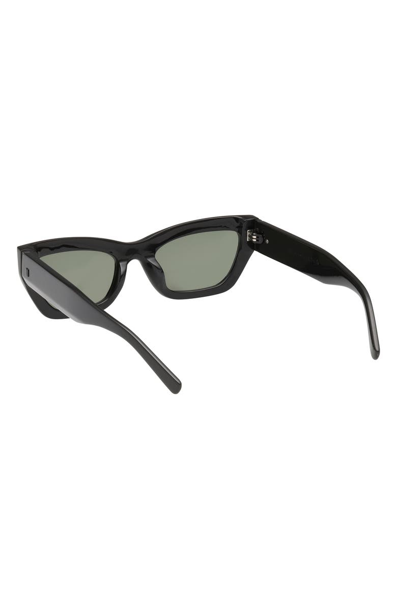 ABERCROMBIE & FITCH 52mm Cat Eye Sunglasses, Alternate, color, Shiny Black / Dark Green Lens