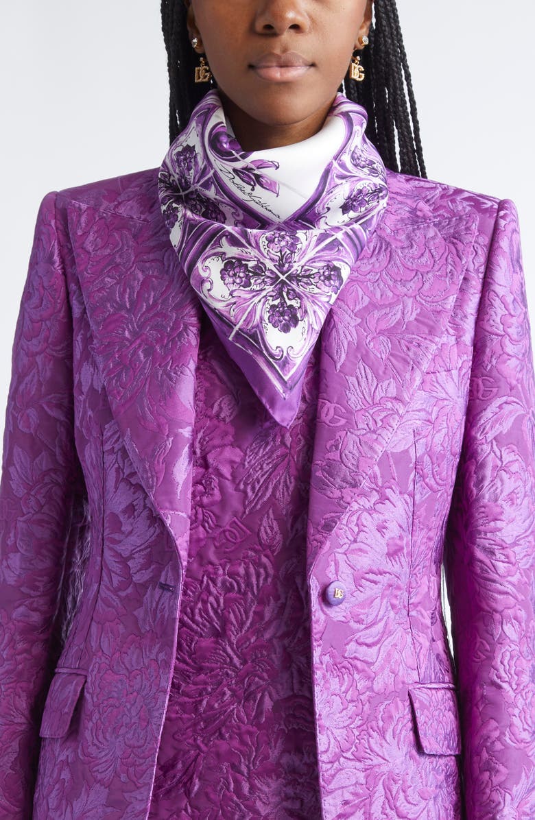 Dolce&Gabbana Mediterraneo Square Silk Scarf, Alternate, color, Hp3oa Azulejos Fdo Viola