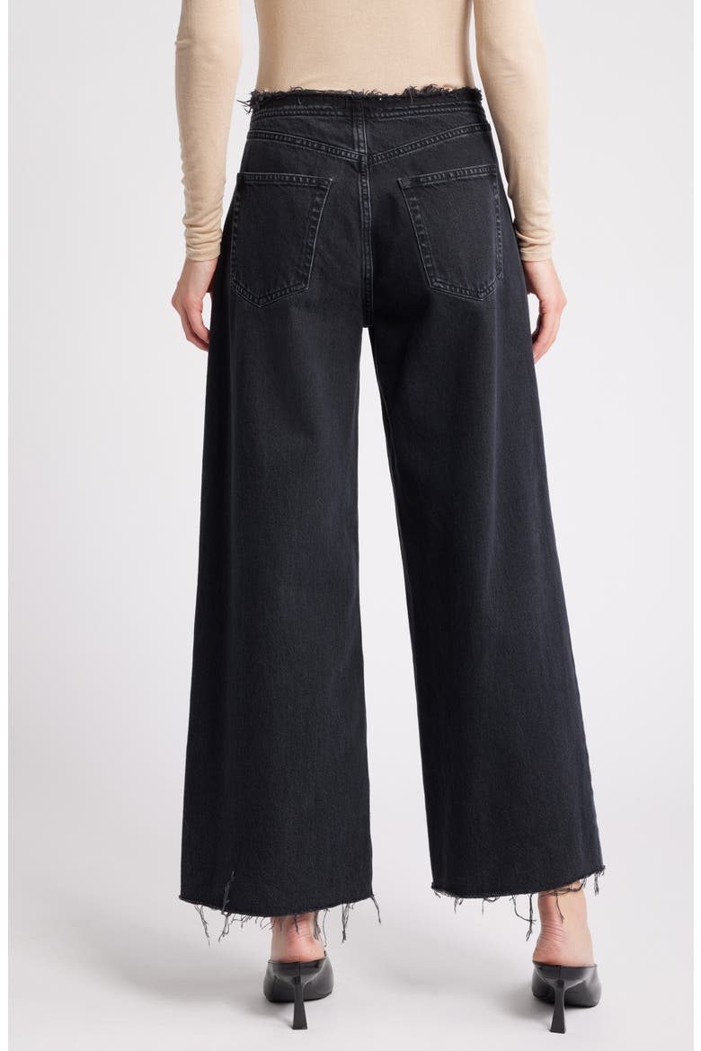Le Distressed Nonstretch Low Rise Wide Leg Cutoff Jeans, Alternate, color, INKWELL