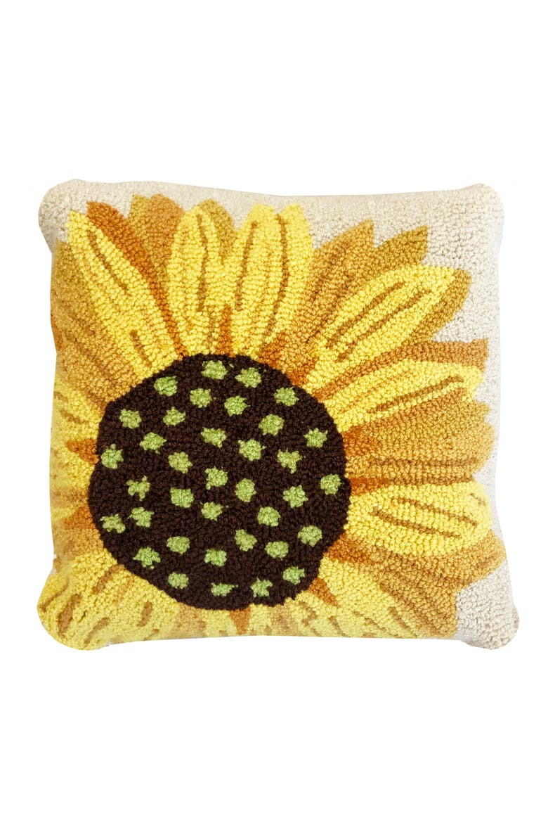 Sunflower Looped Accent Pillow, Main, color, YELLOW MULTI