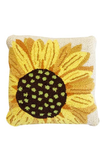R16 Home Sunflower Looped Accent Pillow In Yellow Multi