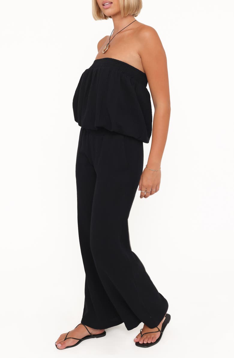 Petal & Pup Olivia Cotton Strapless Top & Wide Leg Pants Set, Alternate, color, Black
