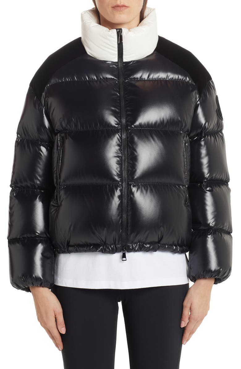 Moncler Chouelle Logo Print Quilted Down Puffer Jacket, Alternate, color, 