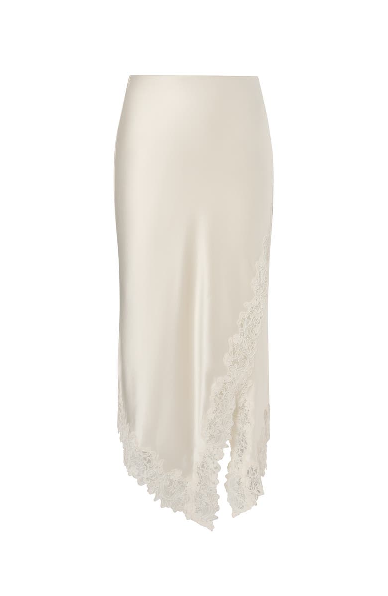 Malina Heylin Asymmetric Lace Hem Midi Skirt, Alternate, color, Pearl