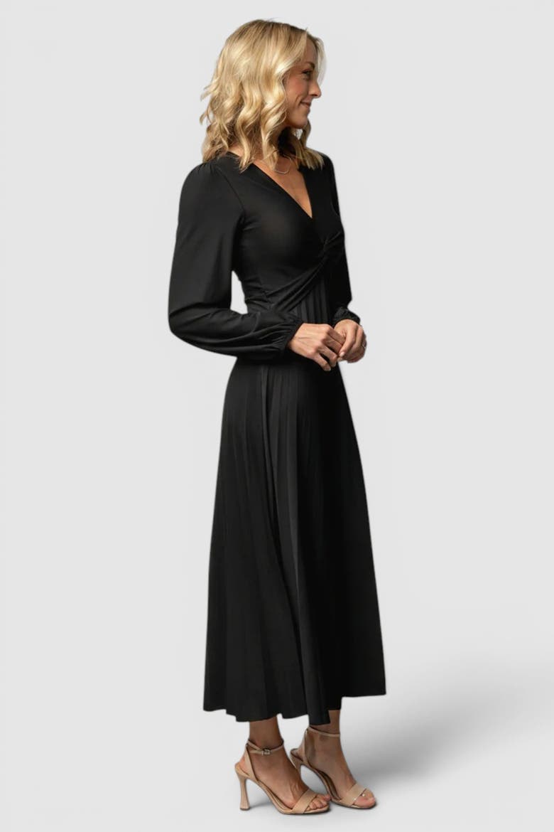 Lynda Pleated Midi Dress, Alternate, color, Black