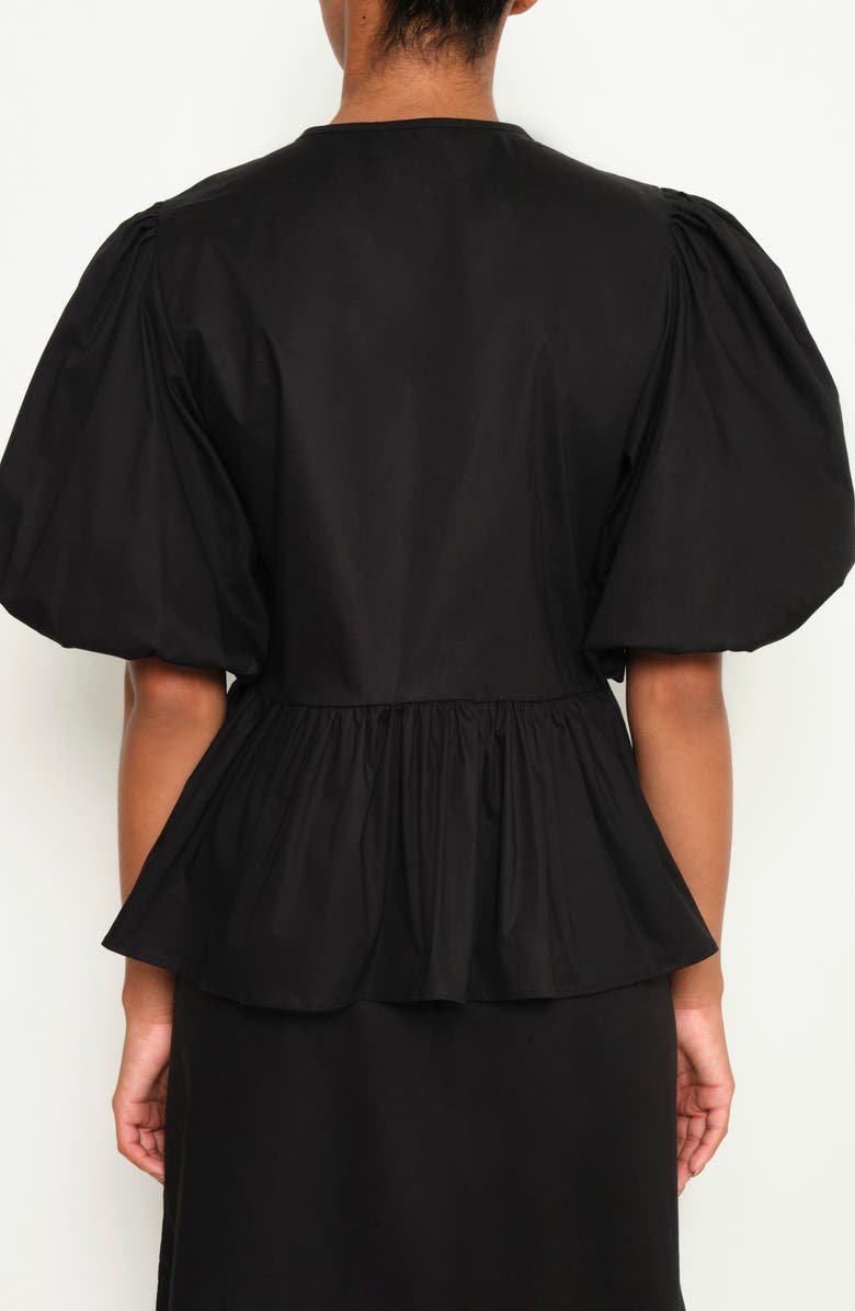 The Lulo Project Orquid Tie Front Stretch Cotton Top, Alternate, color, Black