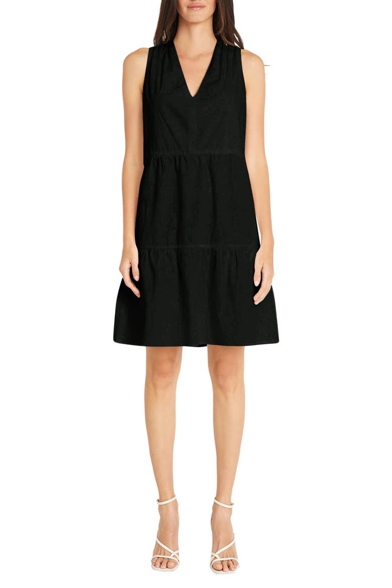 Sleeveless Tiered Fit & Flare Dress, Main, color, BLACK