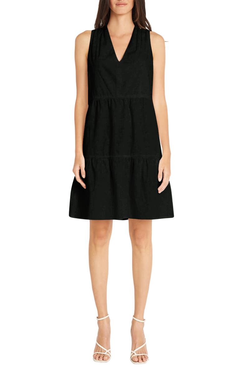 Maggy London Sleeveless Tiered Fit & Flare Dress, Main, color,
