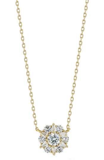 Glaze Jewelry Cubic Zirconia Flower Pendant Necklace