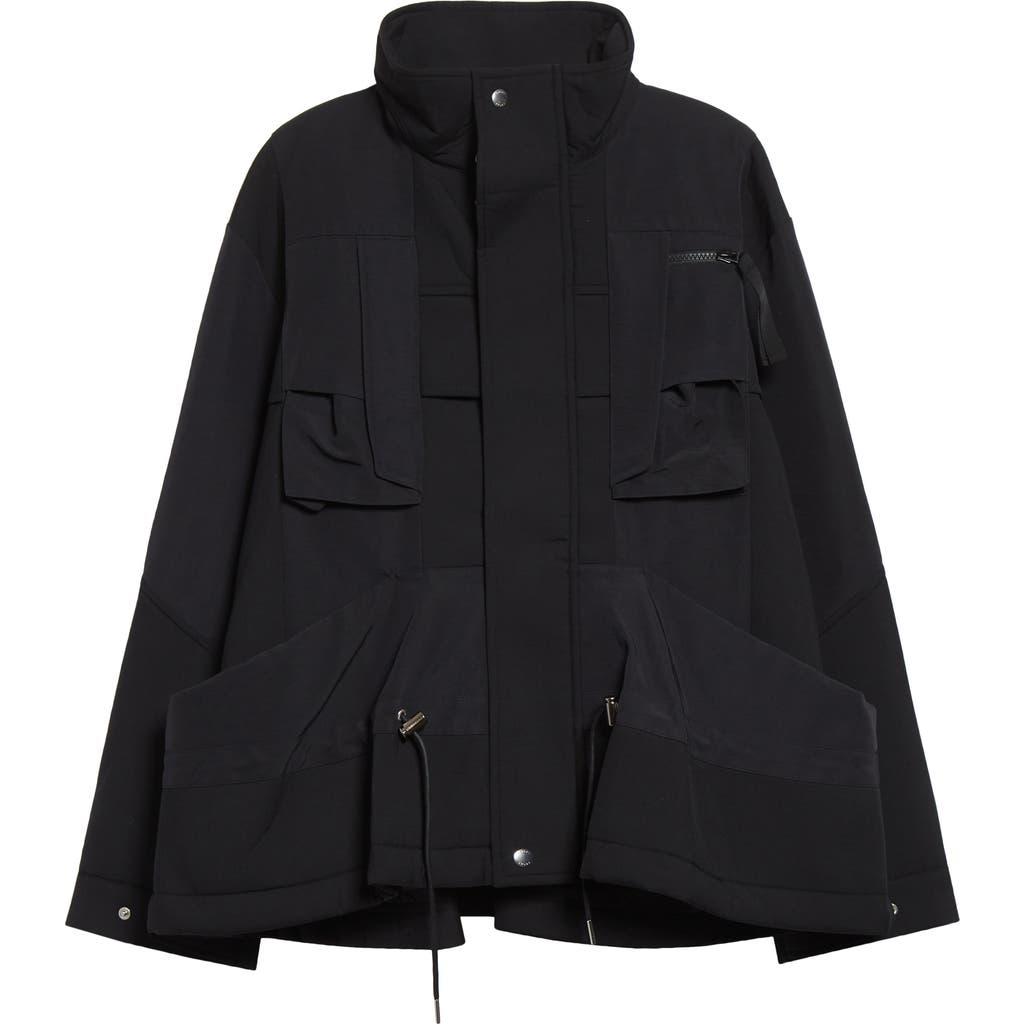 Sacai Black Suiting Bonding X Grosgrain Jacket In Black