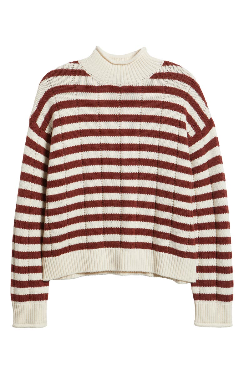 Rails Corrine Stripe Mock Neck Sweater, Alternate, color, Ivory Russet Stripe