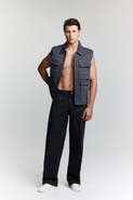 Jendue US Edgar Denim Vest - Men's Sleeveless Utility Jacket