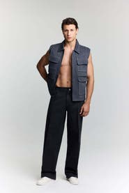 Jendue US Edgar Denim Vest - Men's Sleeveless Utility Jacket