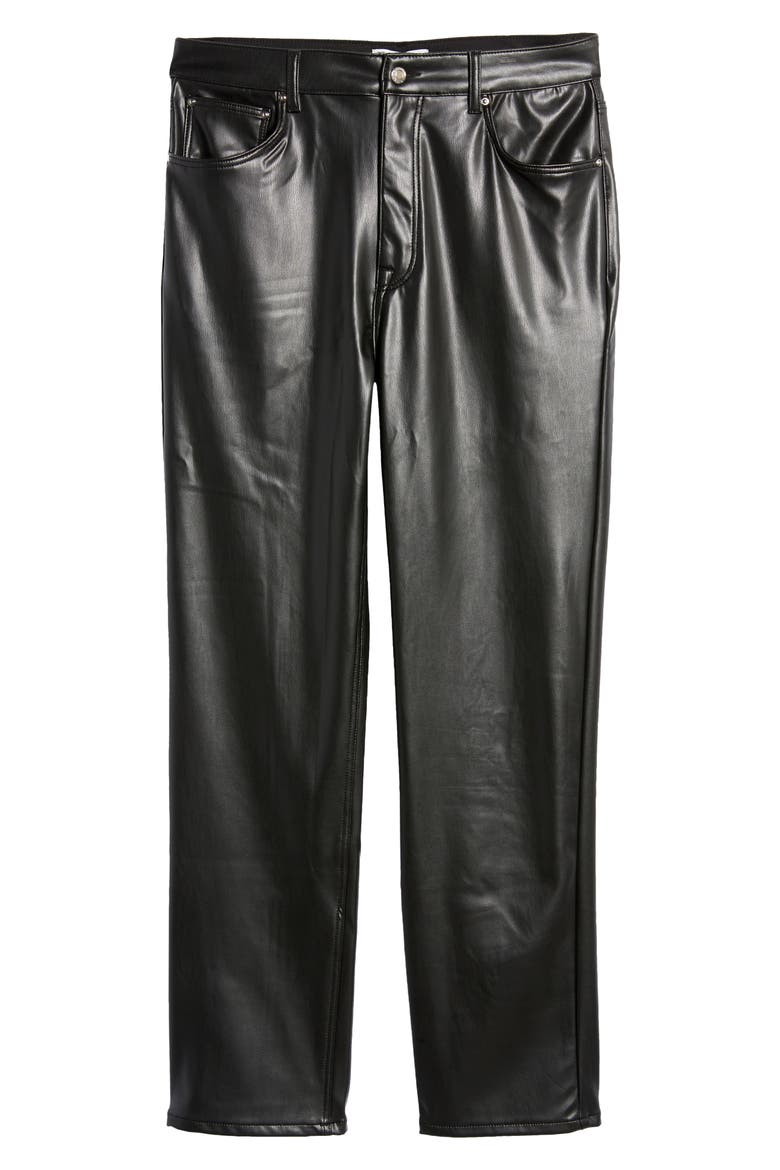 Faux Leather Dad Jeans, Alternate, color, BLACK