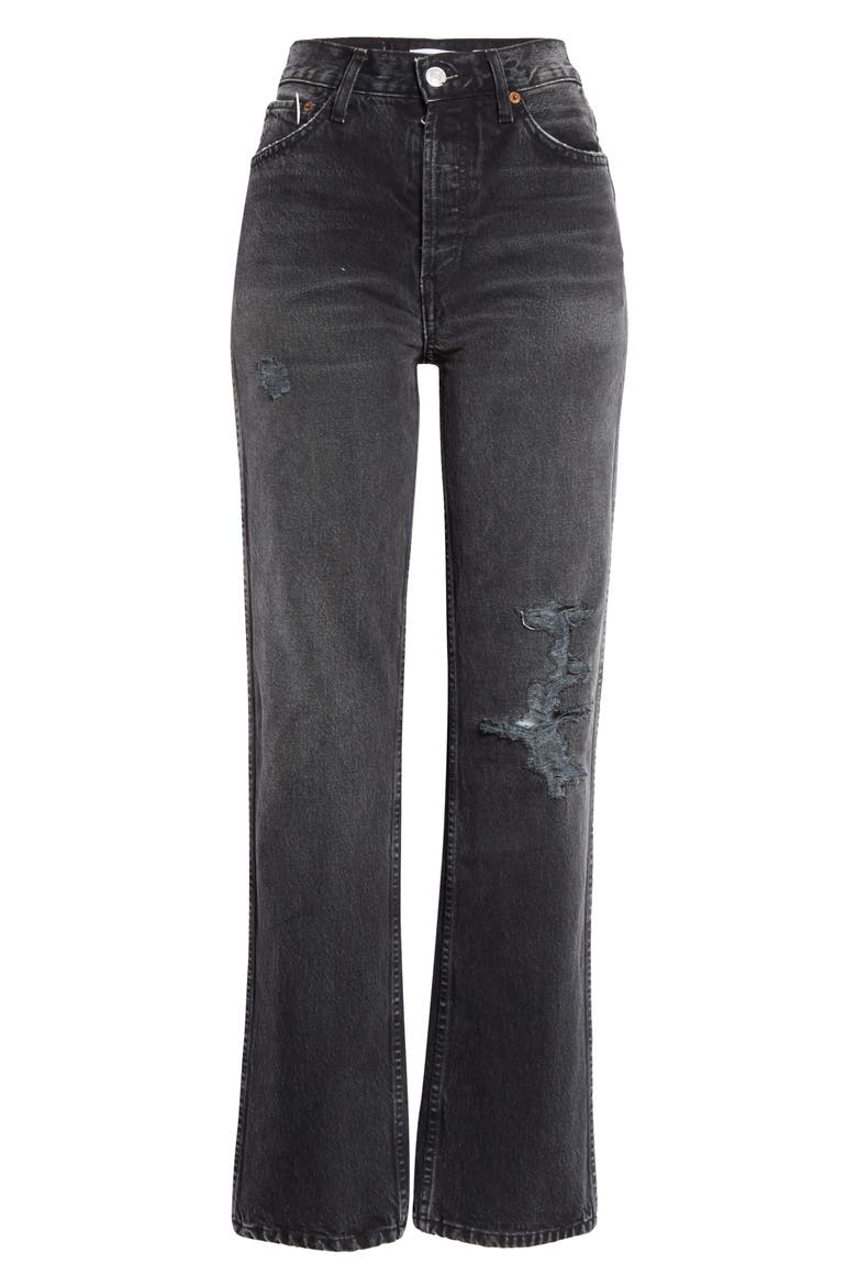 Originals High Waist Loose Jeans, Alternate, color, WORN IN BLACK