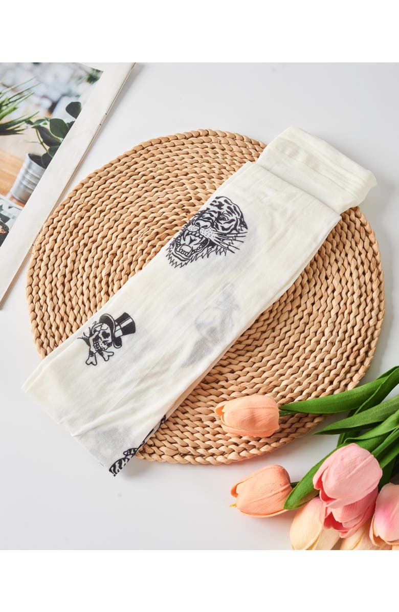 Ed Hardy Womens Tiger Tattoo Tights 1-Pack, Alternate, color, Ivory