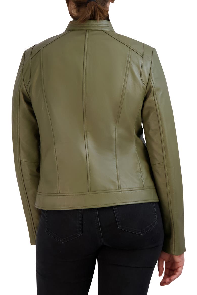 Moto Leather Jacket, Alternate, color, SAGE