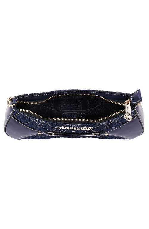 True Religion Studded Denim Chain Shoulder Bag In Blue